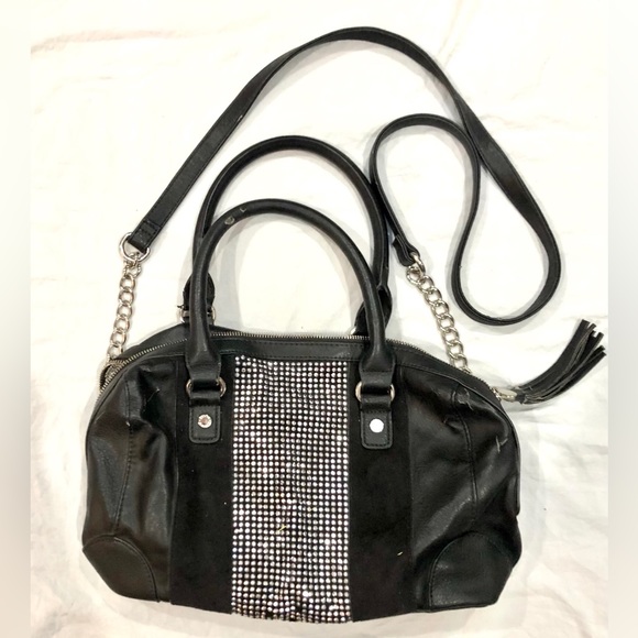 🛍STEVE MADDEN Black w/rhinestone studed bag/crossbody size15x10 good cond - Picture 2 of 9